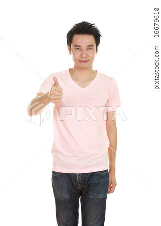 man in blank t-shirt with thumbs up man in blank t-shirt with thumbs up 16679618