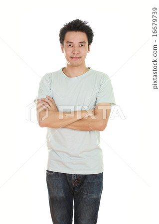 man with arms crossed, wearing t-shirt man with arms crossed, wearing t-shirt 16679739