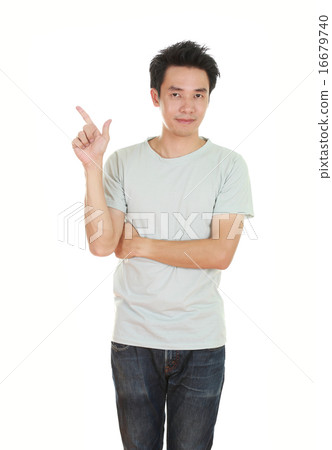 man think of idea with t-shirt man think of idea with t-shirt 16679740