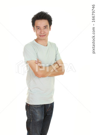 man with arms crossed, wearing t-shirt man with arms crossed, wearing t-shirt 16679746