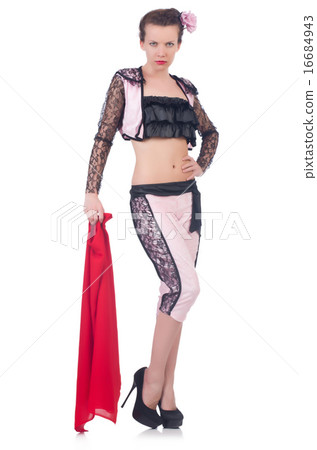 Woman toreador isolated on the white Woman toreador isolated on the white 16684943
