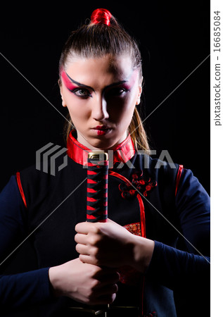 Woman in japanese martial art concept Woman in japanese martial art concept 16685084