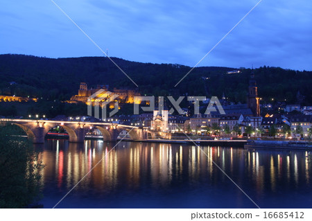 Night view of German ancient castle road Heidelberg 16685412
