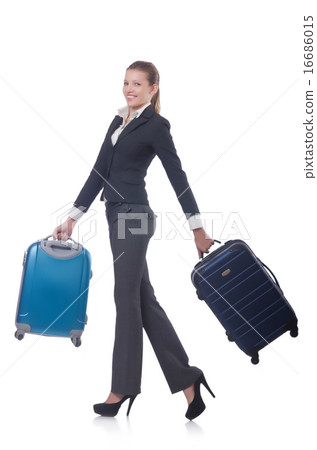 Businesswoman travelling isolated on white Businesswoman travelling isolated on white 16686015
