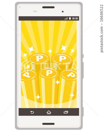 堆積點硬幣屏幕,智能手機 堆積點硬幣屏幕,智能手機 16686522