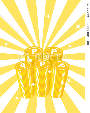 Stacked point coin, yellow concentration line back, vertical position 16686526
