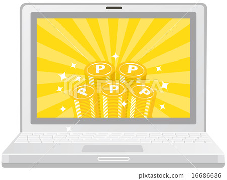 Laptop computer with stacked points coin screen 16686686