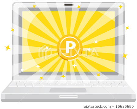 便攜式計算機與點硬幣屏幕發光 16686690