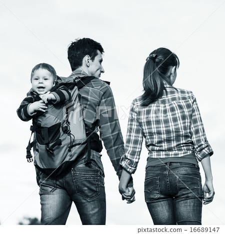 Baby boy in backpack 16689147