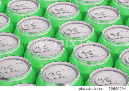 green drink metallic cans, top view 16690694
