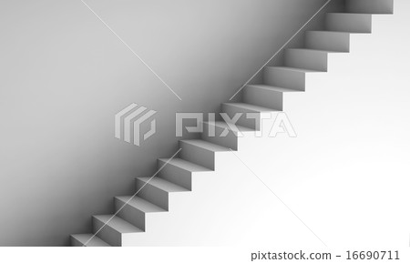 White stairway on the wall, 3d interior background 16690711