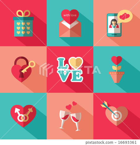 Set of flat valentines day icons. - Stock Illustration [16693361] - PIXTA