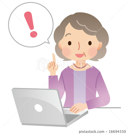 老年女性PC操作 16694330