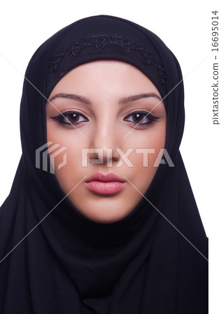 Muslim young woman wearing hijab on white 16695014
