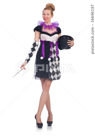 Woman magician isolated on the white Woman magician isolated on the white 16696197