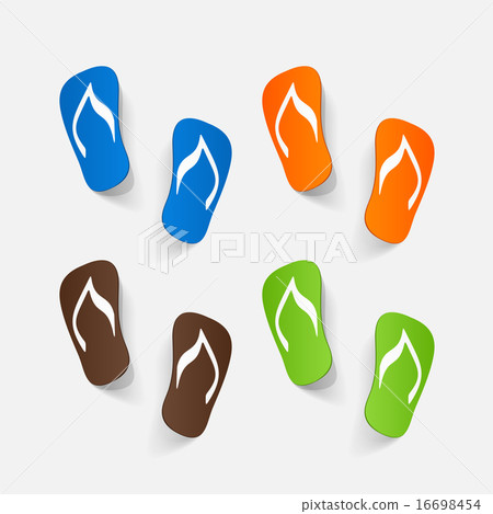 Realistic paper sticker: beach flip flops Realistic paper sticker: beach flip flops 16698454