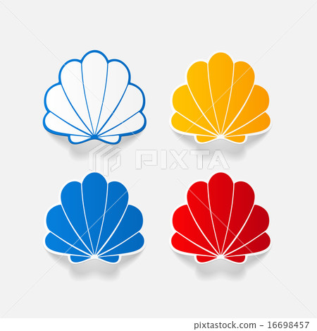 Realistic paper sticker: shell Realistic paper sticker: shell 16698457