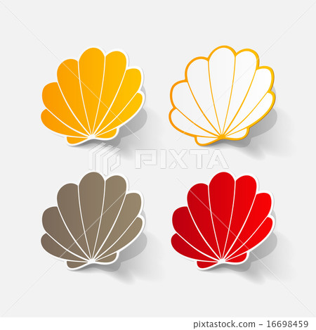 Realistic paper sticker: shell Realistic paper sticker: shell 16698459