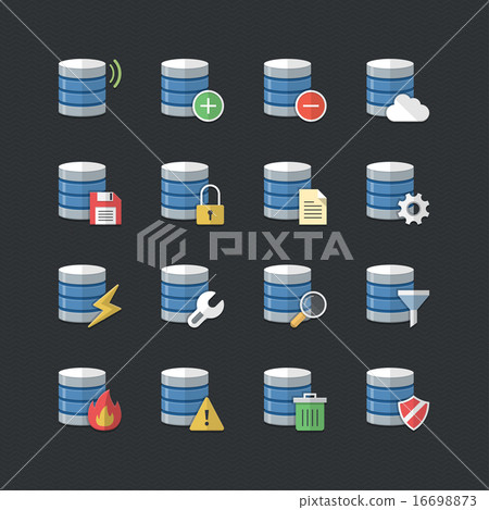 Flat color style Database icons set Flat color style Database icons set 16698873