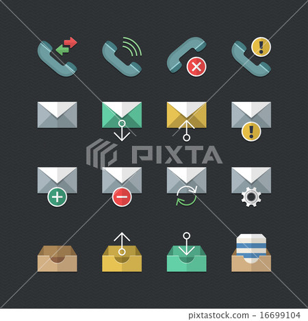 Flat color style Web & Mobile interface icons set 16699104
