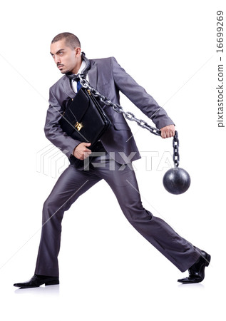 Businessman with shackles on white 16699269