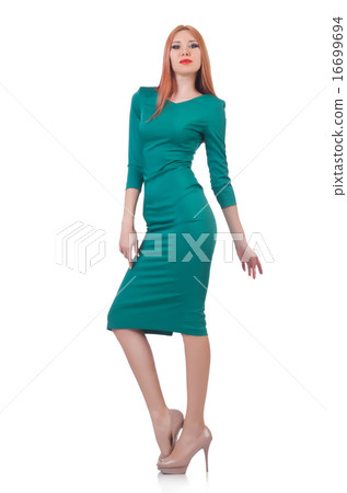 Model wearing fashionable clothing on white Model wearing fashionable clothing on white 16699694