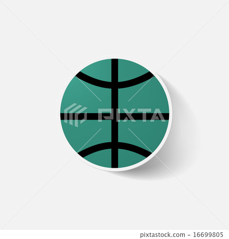 Paper clipped sticker: basketball Paper clipped sticker: basketball 16699805