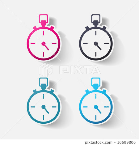 Paper clipped sticker: stopwatch Paper clipped sticker: stopwatch 16699806