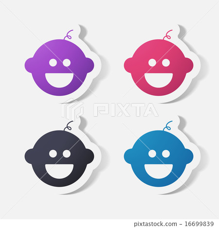 Paper clipped sticker: baby face, boy 16699839