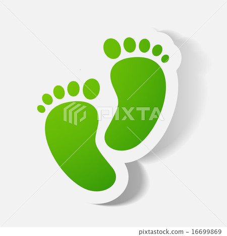 Paper clipped sticker: Footprint symbol. Paper clipped sticker: Footprint symbol. 16699869