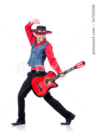 Guitar player isolated on the white 16700306