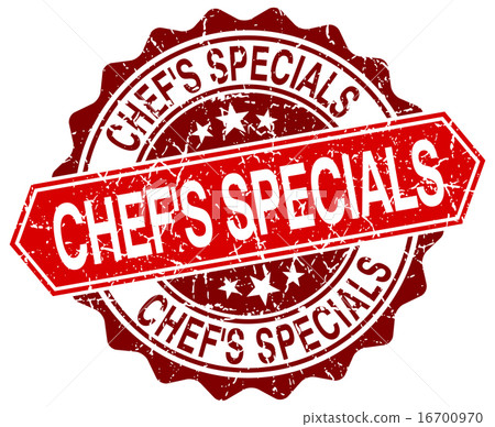 chef's specials red round grunge stamp on white 16700970