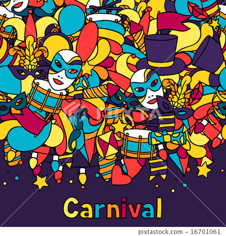 Carnival show seamless pattern with doodle icons and objects 16701061