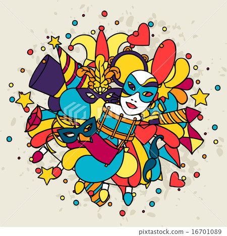 Carnival show background with doodle icons and objects 16701089