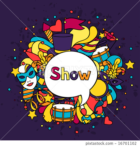 Carnival show background with doodle icons and objects Carnival show background with doodle icons and objects 16701102