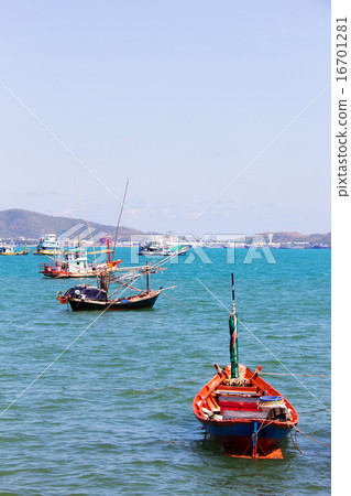 Wooden fishing boat on sea 16701281