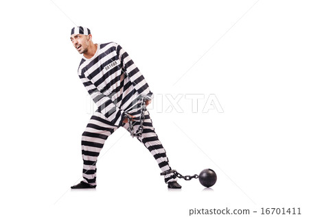 Convict criminal in striped uniform 16701411