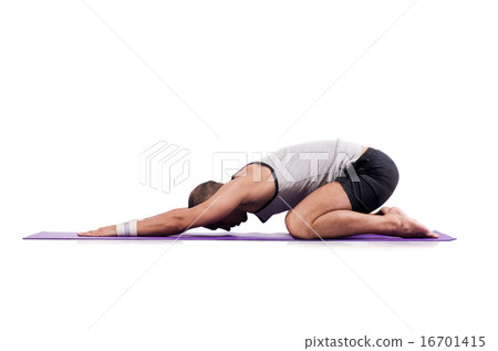 Man doing exercises on white Man doing exercises on white 16701415