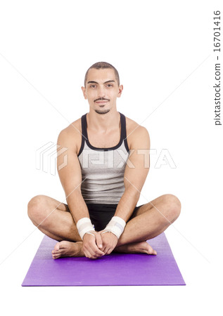 Man doing exercises on white 16701416