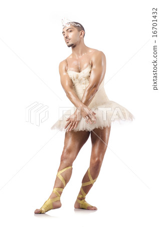 Man in ballet tutu isolated on white 16701432