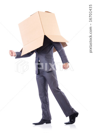 Businessman with box isolated on the white 16701435