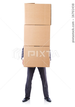 Businessman with box isolated on the white Businessman with box isolated on the white 16701438