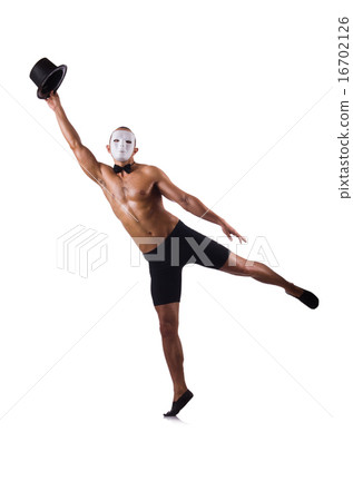 Naked muscular mime isolated on white 16702126