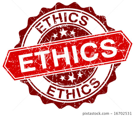 ethics red round grunge stamp on white 16702531