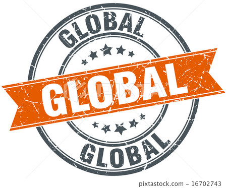 global round orange grungy vintage isolated stamp 16702743