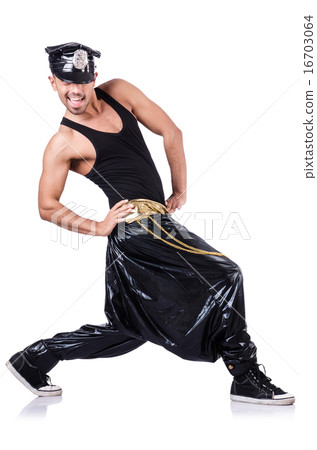 Rap dancer in wide pants on white Rap dancer in wide pants on white 16703064