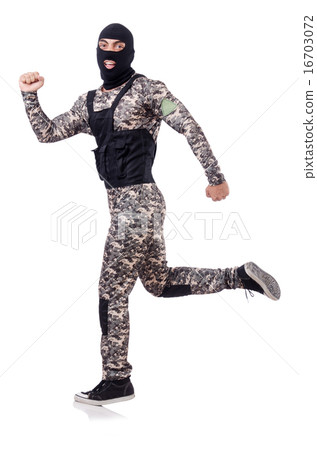 Soldier in camouflage isolated on white Soldier in camouflage isolated on white 16703072