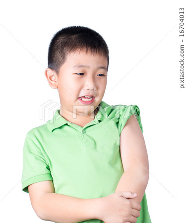 A fearful boy  look at his left side 16704013