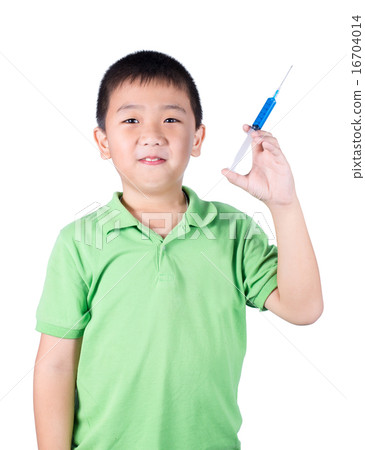 A boy  holding syringe in his hand 16704014