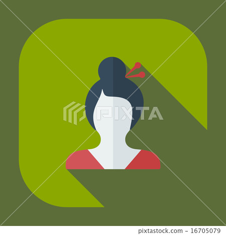 Flat modern design with shadow icon silhouette girl creative hairstyle 16705079